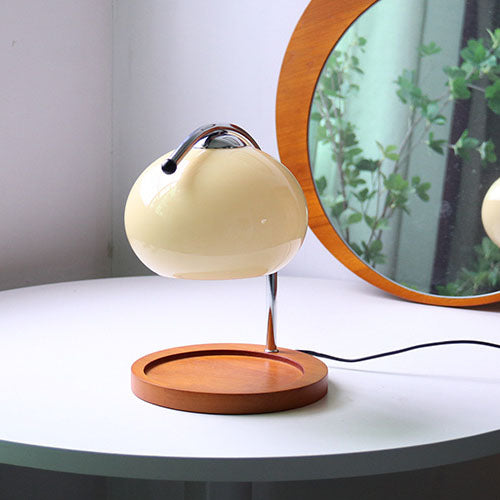 Contemporary Retro Glass Dome Solid Wood Metal Base 1-Light Melting Wax Table Lamp