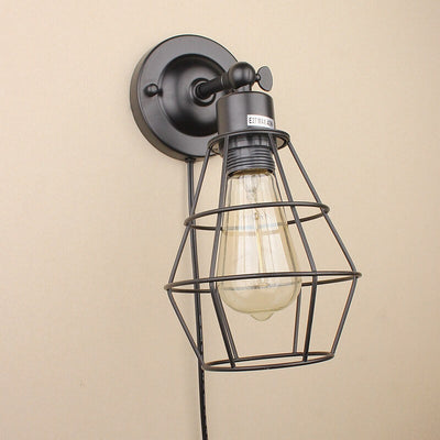 Industrial Vintage Iron Cage 1-Light Wall Sconce Lamp