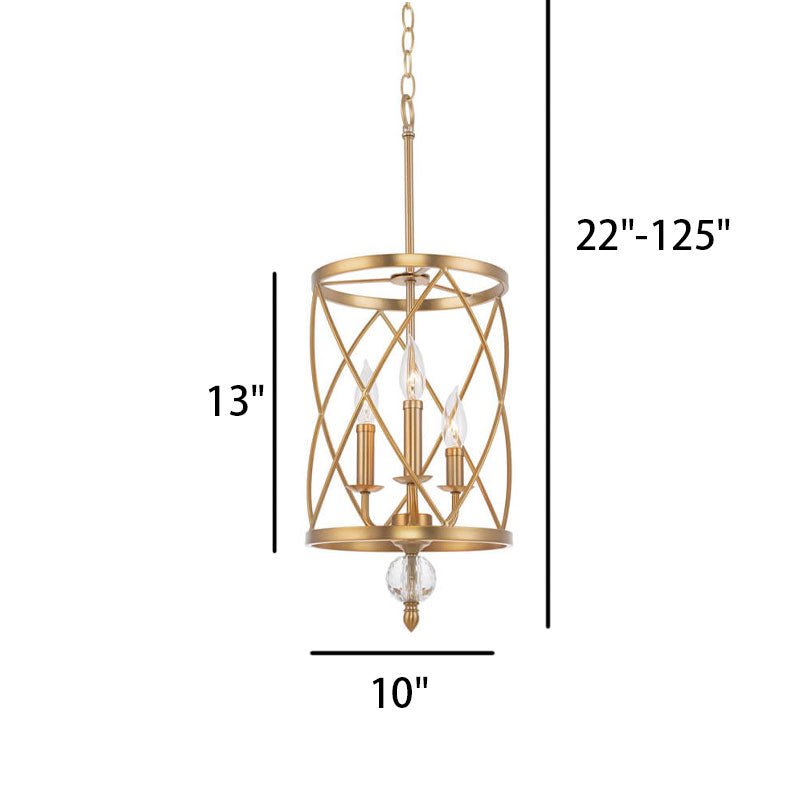 Industrial Wrought Iron Cross Grid Design 3-Light Chandelier