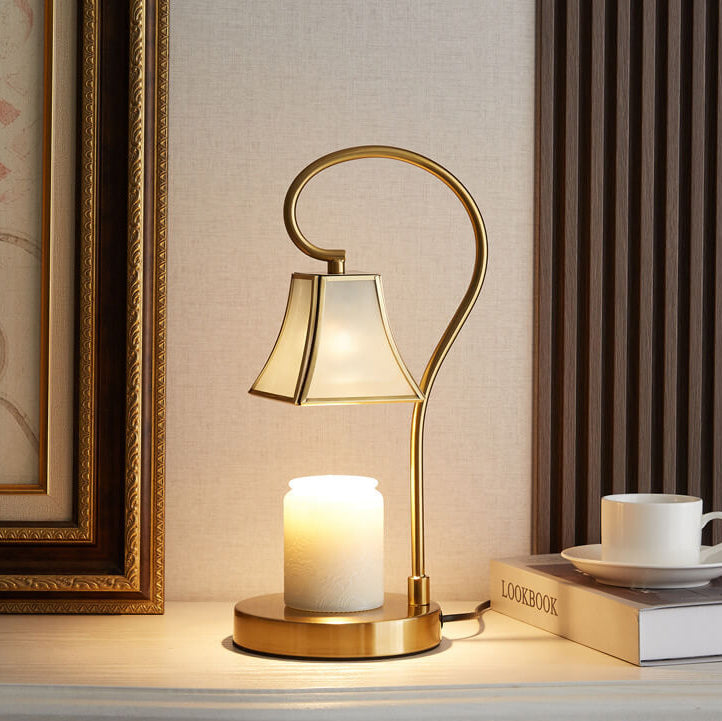 Modern Luxury Quadrangular Iron Glass Aromatherapy Melting Wax 1-Light Table Lamp