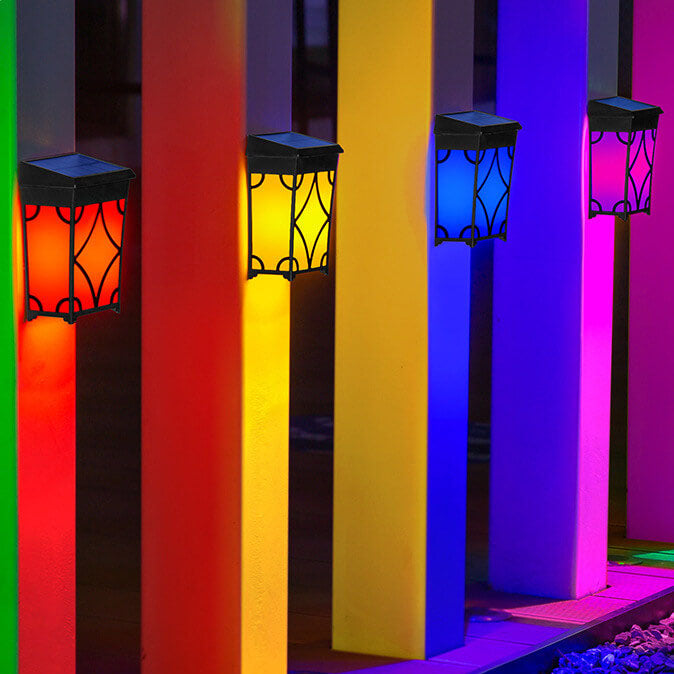 مصباح حائط LED مقاوم للماء خارجي مربع شمسي ريترو 
