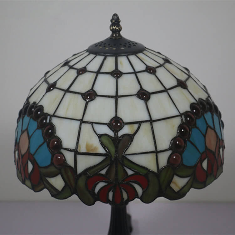 Europäische Tiffany-Barock-Edelstein-Buntglas-Tischlampe mit 1 Leuchte 