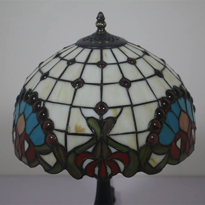 Europäische Tiffany-Barock-Edelstein-Buntglas-Tischlampe mit 1 Leuchte 