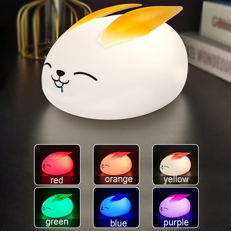 Lámpara de Mesa de Luz Nocturna LED de Silicona Creativa Moderna Conejo 