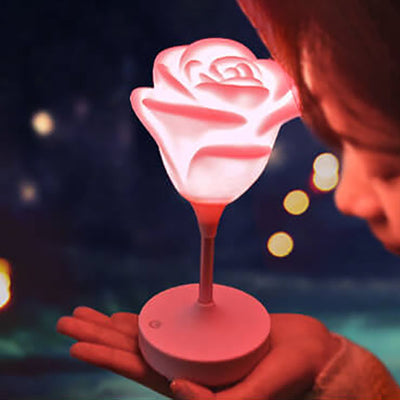 Creative Romantic Pink Rose USB Rechargeable Touch LED Night Light Table Lamp