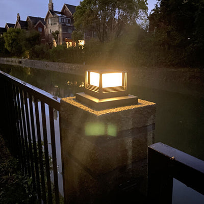 Outdoor-Solar-Säulen-Kopf-Licht-Quadrat-Säulen-Kopf-Licht-Garten-Licht 