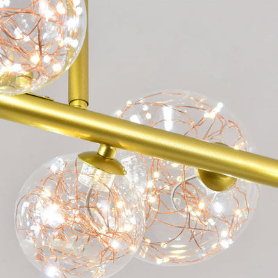 Nordic Creative Magic Bean Golden Strip Island Light 6/8/10 Light LED Chandelier