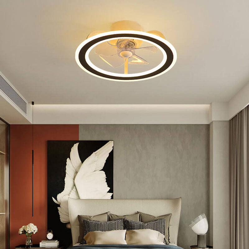 Nordic Creative Round LED Semi-Flush Mount Ceiling Fan Light