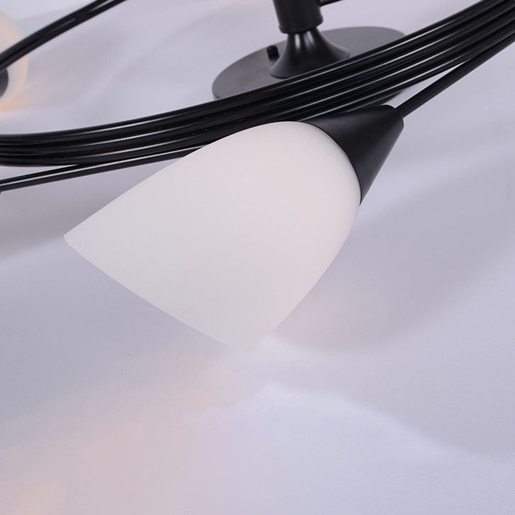 Moderner, minimalistischer Kronleuchter aus Glas und Metall mit 4/6 Leuchten 