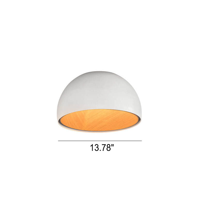Minimalist Wooden Bowl Iron LED Flush Mount Ceiling Light