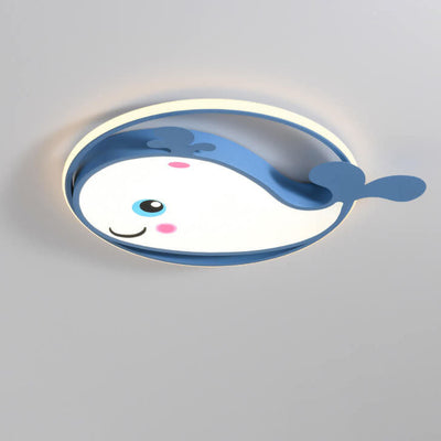 Cartoon Creative Dolphin Circle LED Kids Flush Mount Ceiling Light