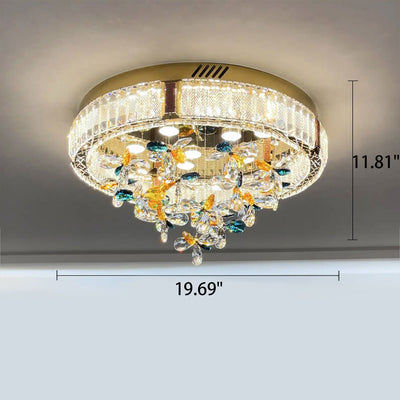 Modern Jane Clover Stainless Steel Crystal LED Flush Mount Ceiling Light