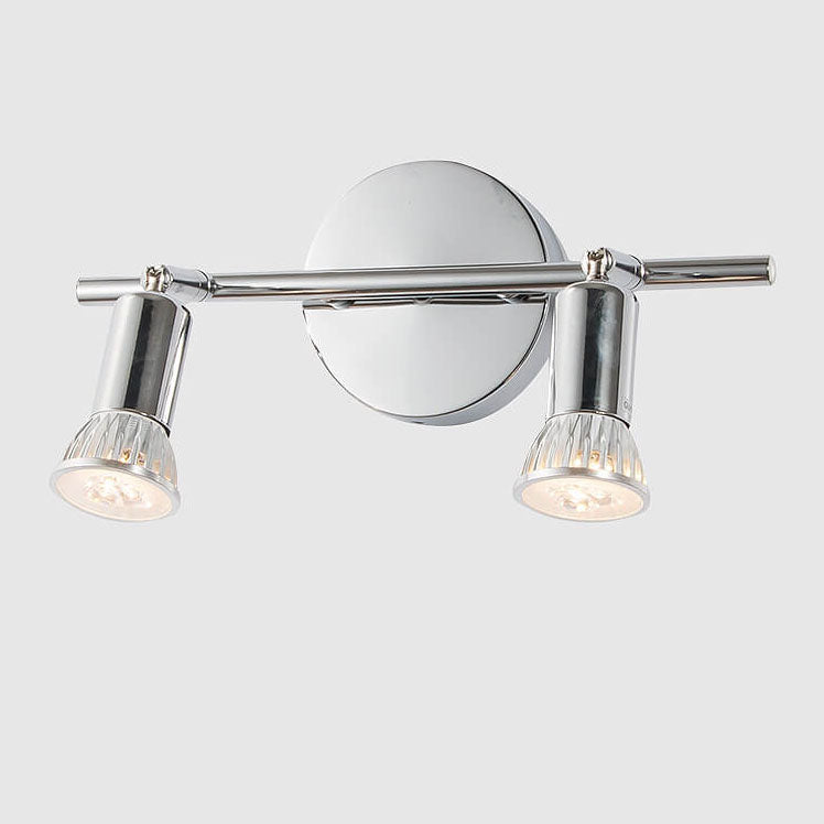Applique murale moderne à 2 lumières en métal de couleur chrome pur pour miroir et applique murale avant 