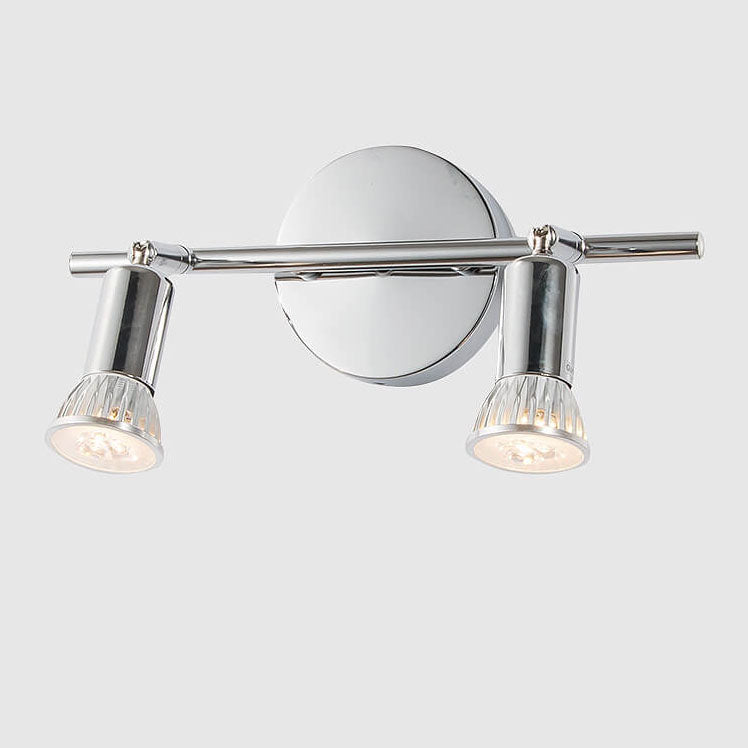 Modern Pure Chrome Color Metal 2-Light Vanity Light Mirror Front Wall Sconce Lamp