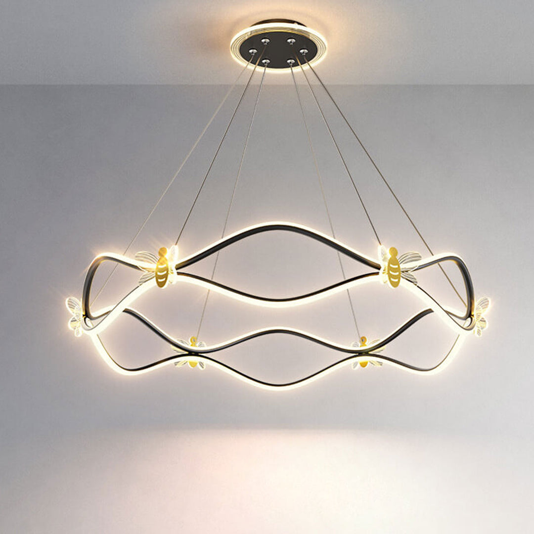 Lámpara de Araña LED de Isla de 3/4 Luces de Ola Minimalista Moderna de Hierro 