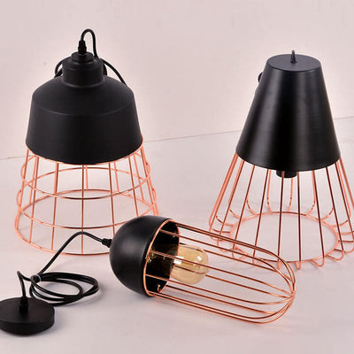 Nordic Creative Iron Cage Geometry 1-Light Pendant Light