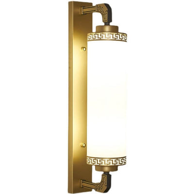 Modern Chinese Column Iron Glass 2-Light Wall Sconce Lamp