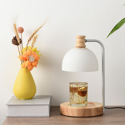 Lampe de table à cire fondue à 2 lumières avec dôme en verre simple 