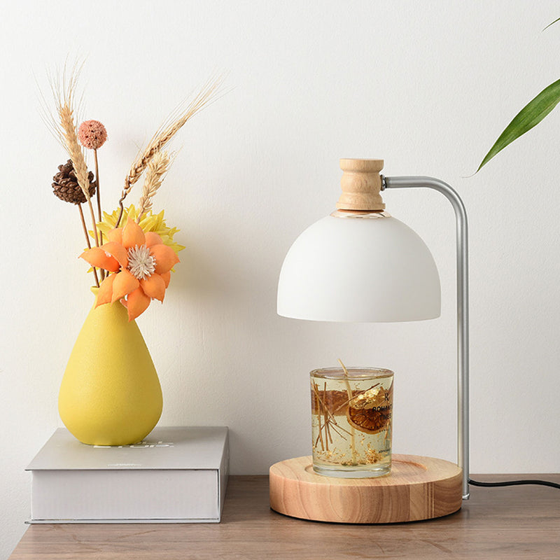 Lampe de table à cire fondue à 2 lumières avec dôme en verre simple 