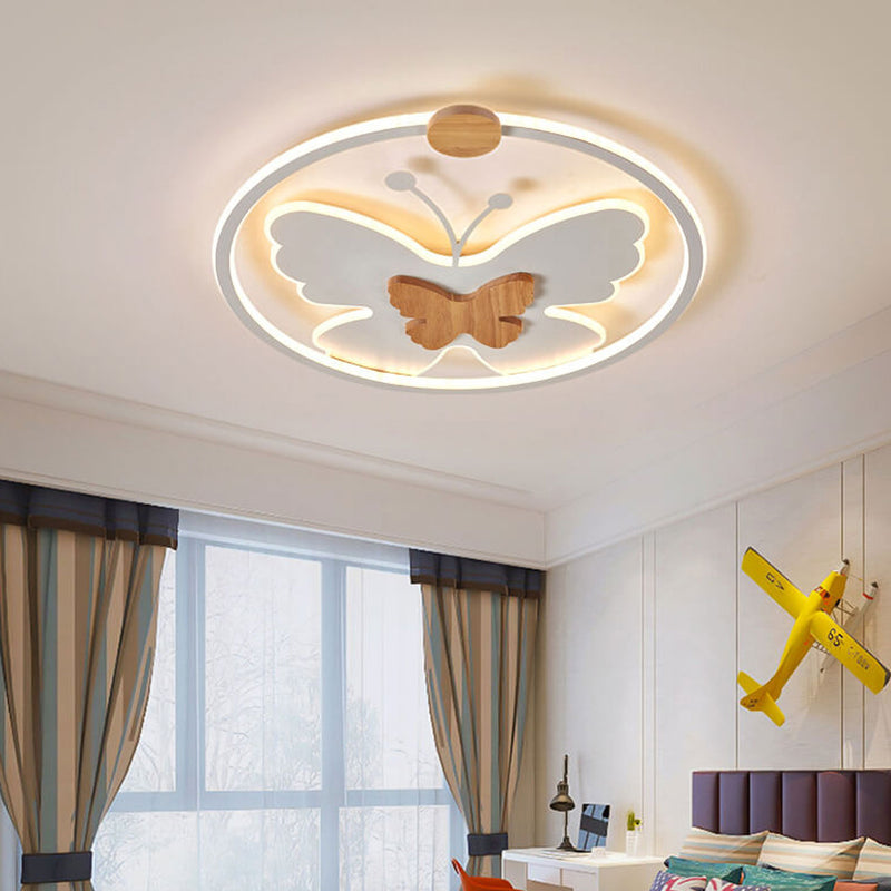 Nordic Creative Butterfly Circle LED Flush Mount Ceiling Light