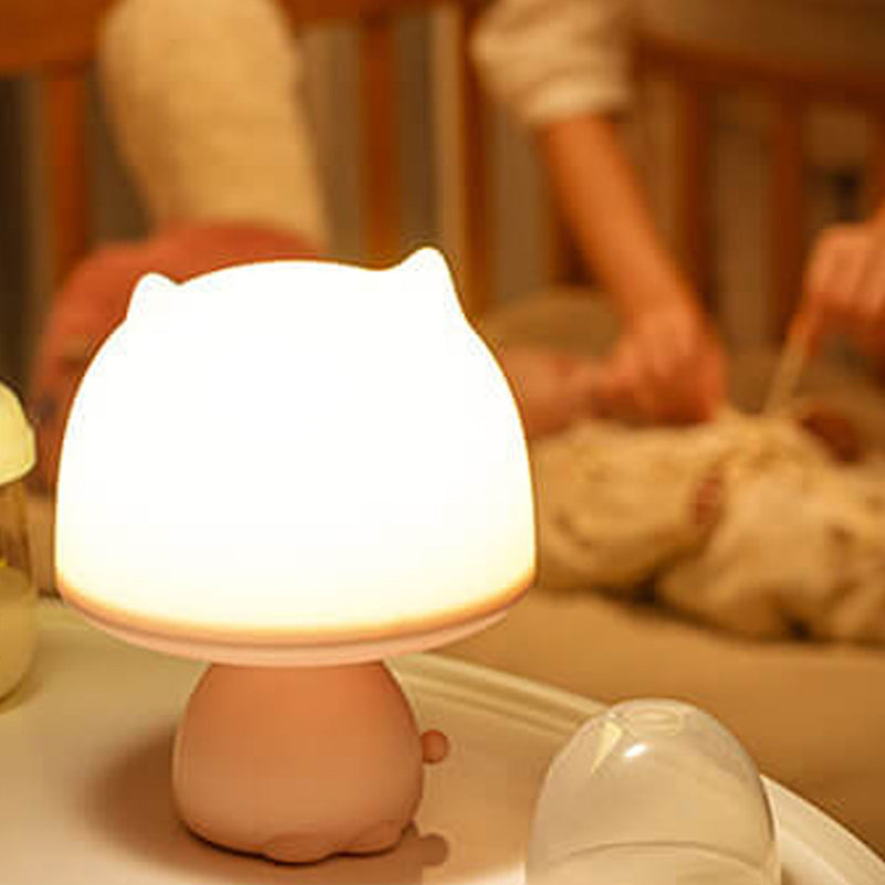 Lampe de Table Intelligente LED Rechargeable avec Veilleuse Créative en Forme de Dessin Animé 