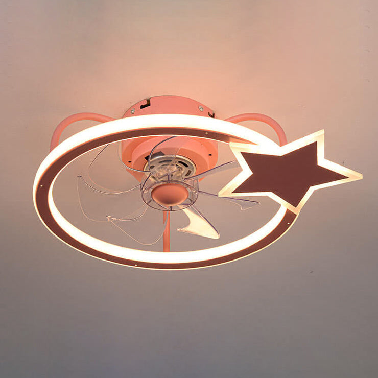 Childlike Star/Dolphin Design Quiet LED Flush Mount Fan Light
