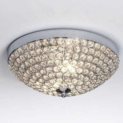 Modern Minimalist Half Circle Crystal 2-Light Chandelier Flush Mount Ceiling Light