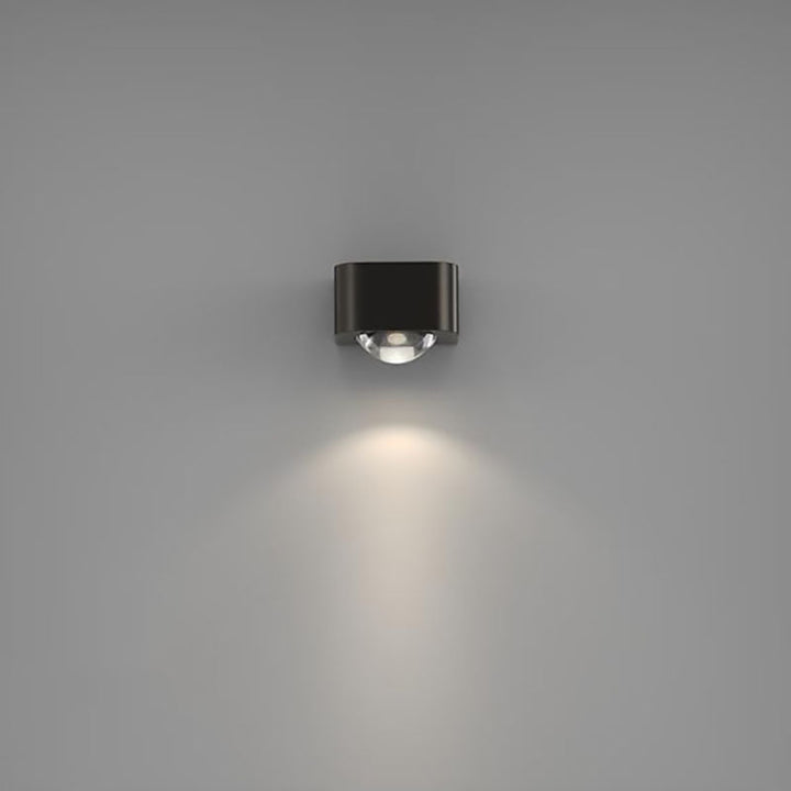 Modern Minimalist Copper Rounded Cuboid Up And Down Luminous LED Wall Sconce Lamp For Bedroom