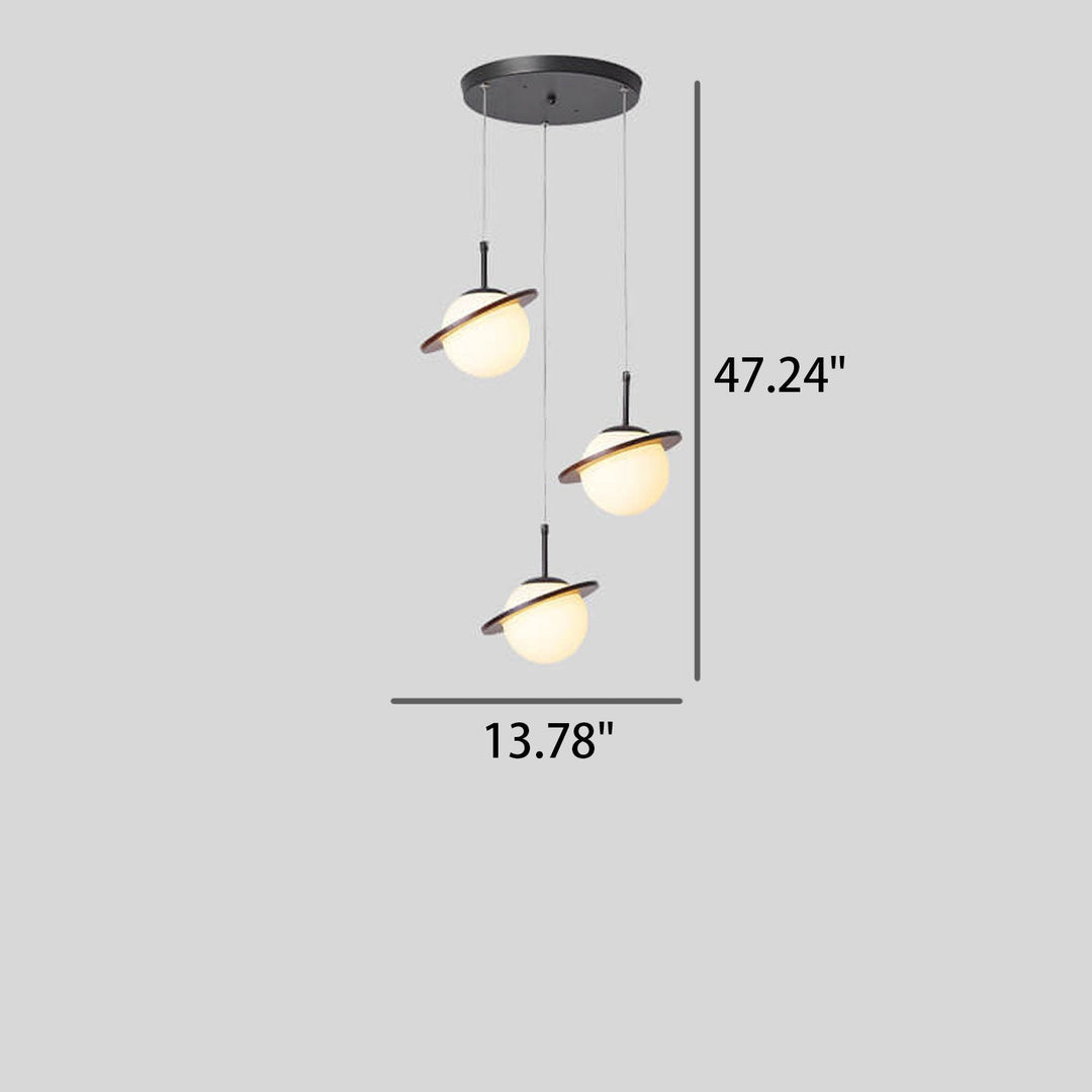 Lámpara de Araña de Vidrio Blanco Lechoso de Madera Nórdica 1/3 Luces 
