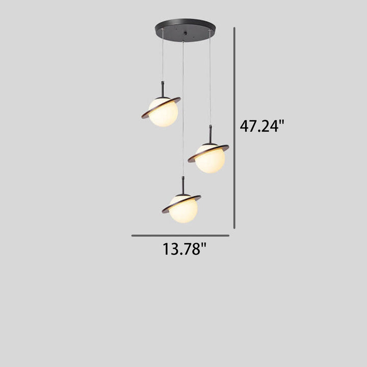 Lámpara de Araña de Vidrio Blanco Lechoso de Madera Nórdica 1/3 Luces 