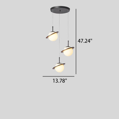 Nordic Wooden Planet Milk White Glass 1/3 Light Kronleuchter