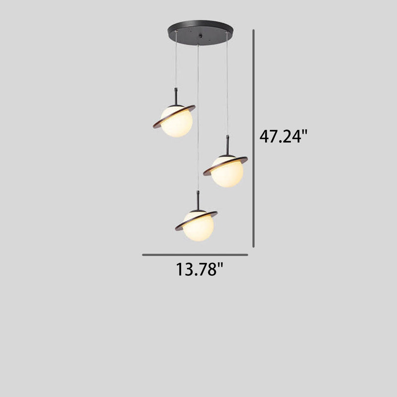 Nordic Wooden Planet Milk White Glass 1/3 Light Kronleuchter