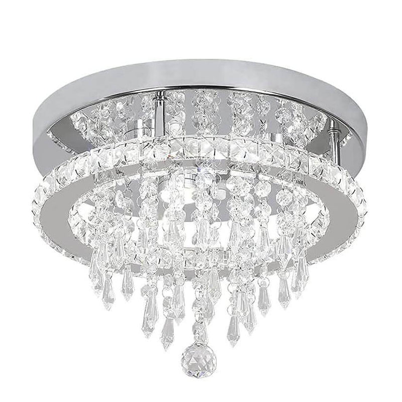 Modern Light Luxury Round Crystal LED Flush Mount Ceiling Light