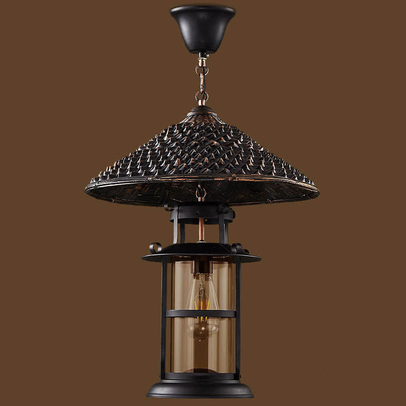 Vintage Industrial Bucket Hat Lantern 1-Light Pendant Light