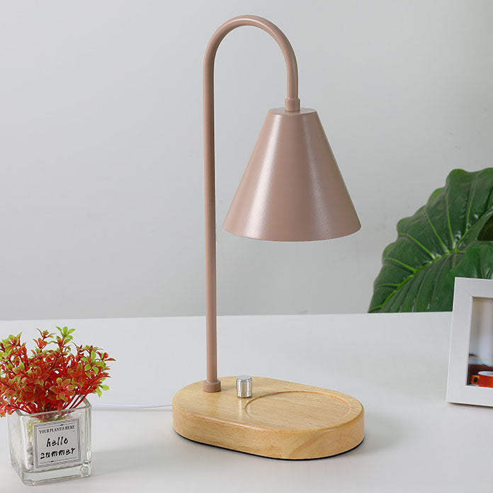 Modern Minimalist Iron Cone Wood 1-Light Dimming Melting Wax Table Lamp For Study