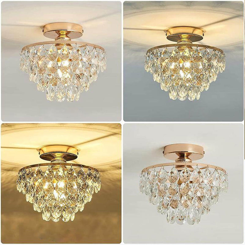 Vintage Luxury Crystal Tassel 1-Light Semi-Flush Mount Ceiling Light