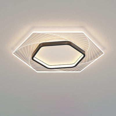 Nordic Minimalist Geometric Hexagonal LED Flush Mount Ceiling Light
