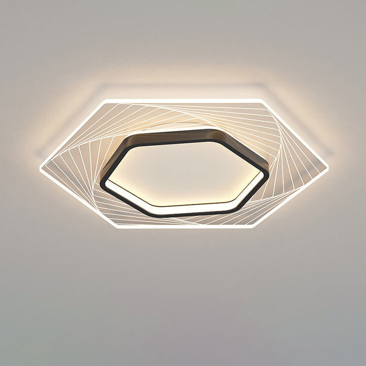 Nordic Minimalist Geometric Hexagonal LED Flush Mount Ceiling Light
