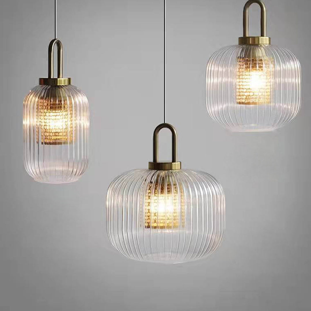 Lámpara colgante de vidrio ovalado vintage industrial de 1 luz 