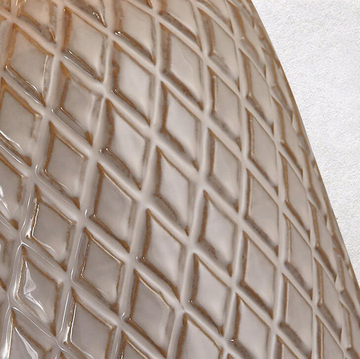 Lampe de table 1 lumière en tissu avec base en céramique rayée vintage européenne 