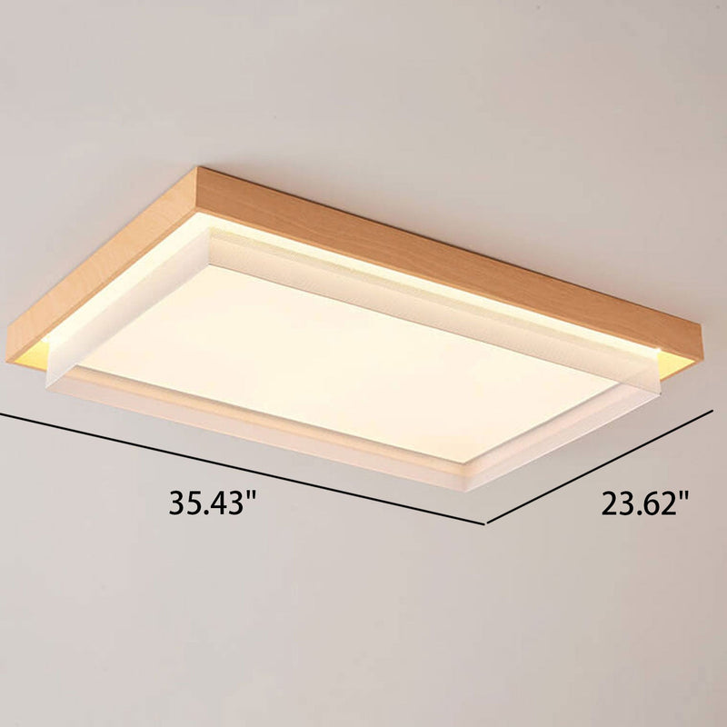 Nordic Wood Grain Rectangular/ Round LED Tatami Flush Mount Ceiling Light