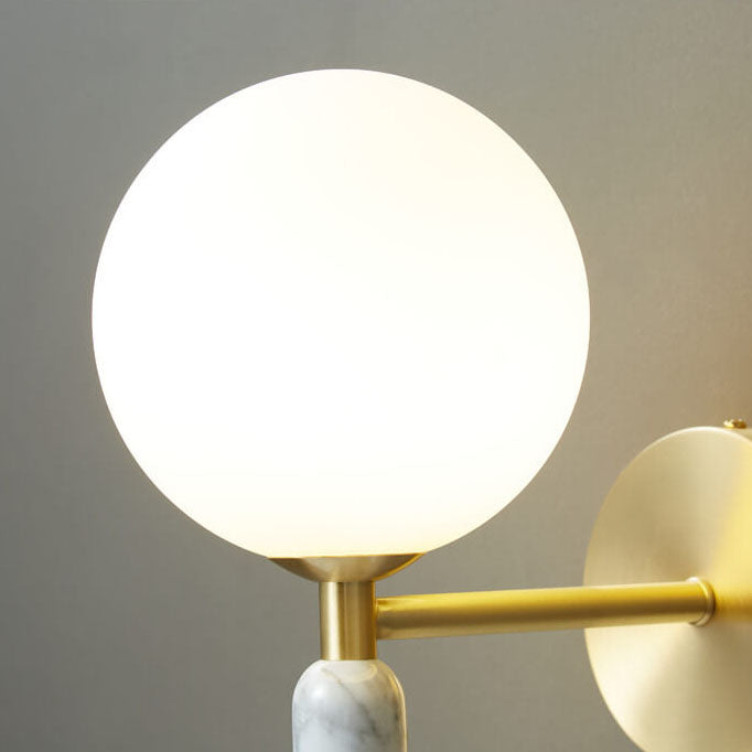 Nordic Ball Shade Marble Straight Arm 1-Light Wall Sconce Lamp