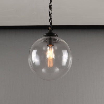 Vintage Minimalist Clear Glass Orb 1-Light Pendant Light