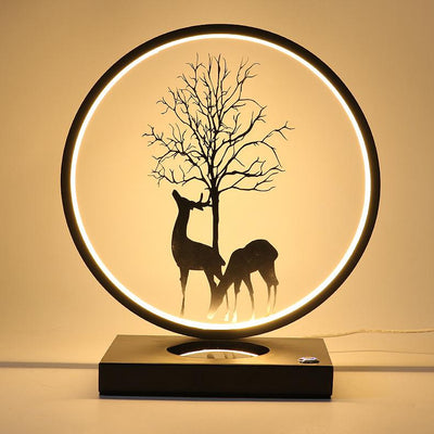 Decorative Tree & Deer's Mobile Phone Wireless Charging Touch Dimming LED Table Lamp