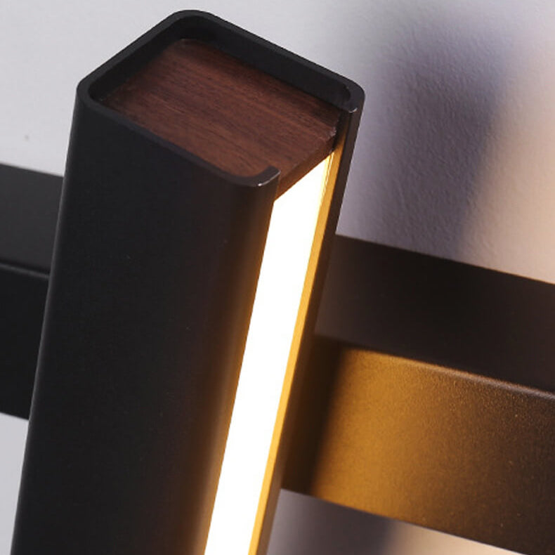 Moderne minimalistische rechteckige Aluminium-Eisen-Holz drehbare LED-Wandleuchte 