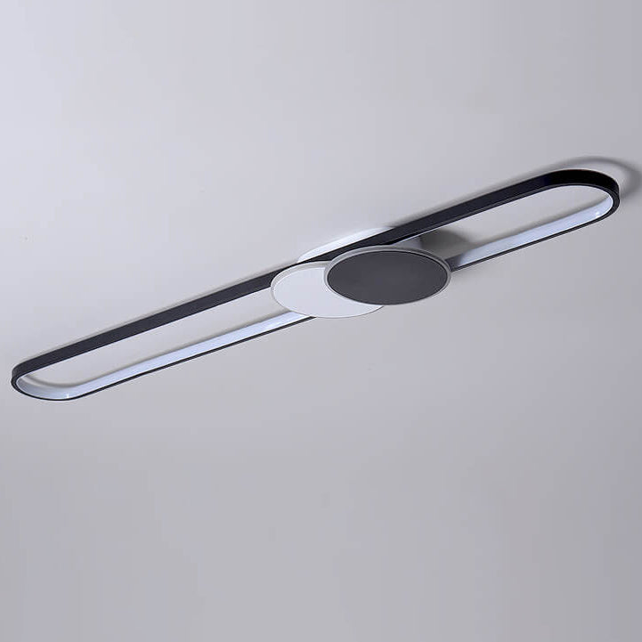 Minimalist Long Bar Double Circle Decorative Design LED Flush Mount Light