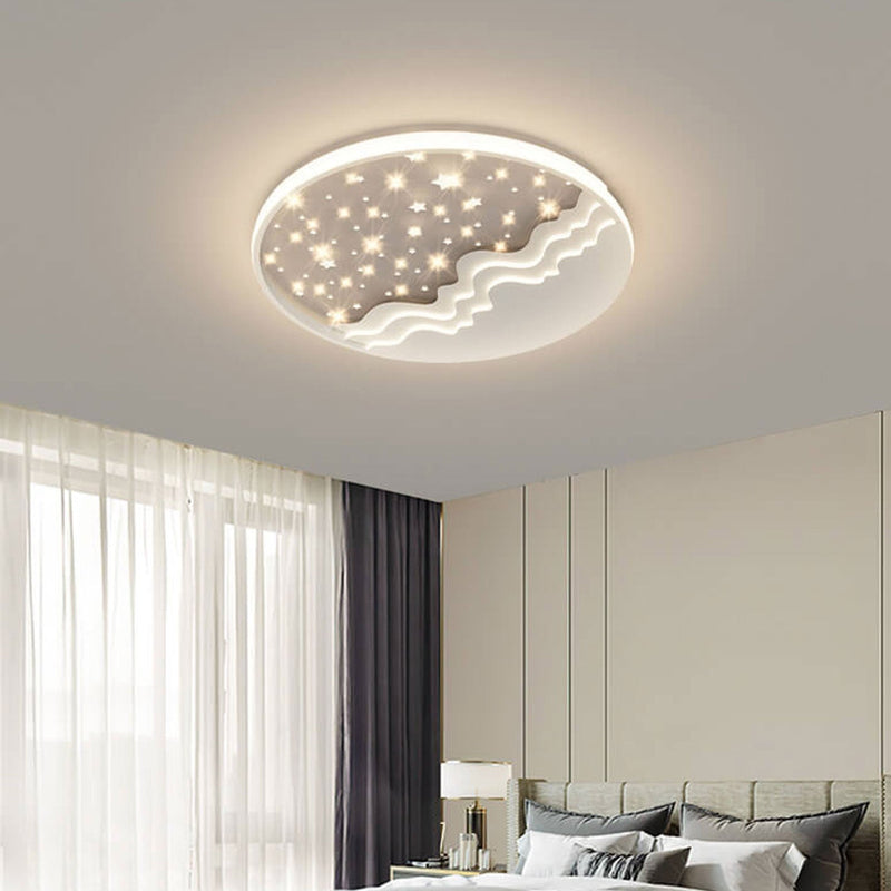 Nordic Creative Star Moon Round Aluminum LED Flush Mount Ceiling Light