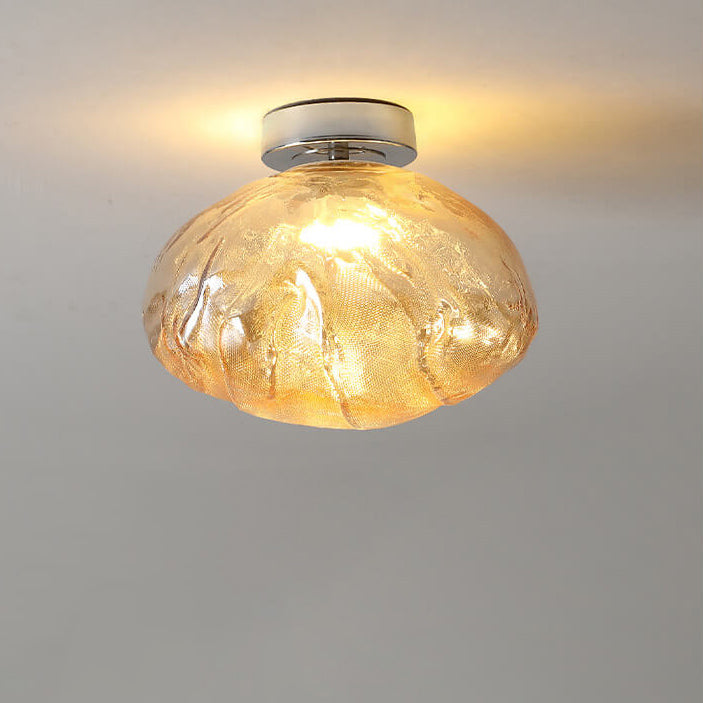 Nordic Creative Amber Glass Cloud Design LED Semi-Flush Mount Ceiling Light