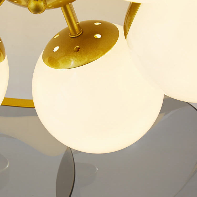 Plafonnier semi-encastré moderne à 4/6 lumières avec cadre doré, finition dorée, pour salon 