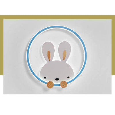 Childlike Creative Cartoon Rabbit Design LED Flush Mount Light